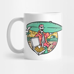 Surfer, Beach and Pizza Design Mug